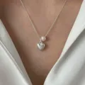 Minimalist silver clavicle chain necklace with pearl and heart pendant for women stylish daily wear - Heart Artificial Pearl Style (XL1668)