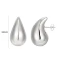 Pendientes de gota plateados joyería moderna y minimalista con diseño muy elegante - 32mm / Estilo Gota de Agua Grande Plateado (ED2260-1)