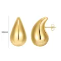Pendientes de tuerca de gota de oro para mujer, pendientes geométricos de metal 32mm - 32mm / Estilo Gota de Agua Grande Dorado (ED2260-2)