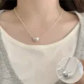 Women silver heart smile pendant necklace dainty beaded collar chain fashion jewelry. - Heart Smiley Face Pendant Fine Bead Necklace (XL2217)