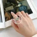 Silver oval signet ring variant, stylish open metal band for stacking, elegant minimal jewelry. - Adjustable / JZ8291-1