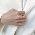Minimalist gold signet ring stackable fashion open metal finger jewelry for daily women - Adjustable / JZ8291-2