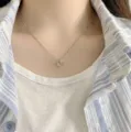 Minimalist Silver Geometric Pendant Clavicle Chain Necklace For Women Daily Chic - 3D Square Frame Pendant Style (XL2243)