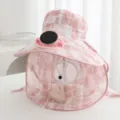 Dettaglio cappello da sole a quadri rosa con ventola solare e visiera a rete protezione UV - Solo Cappello (Senza Ventilatore) / Fucsia