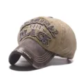 Casquette de baseball style vintage délavé avec bord contrasté et broderie tendance. - Réglable / Kaki