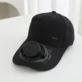 Solarbetriebene Kuhlungsventilator Baseballkappe fur Outdoor Sport Sonnenschutz Detailansicht. - Einzelner Hut / Schwarz