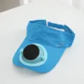 Solarbetriebener Kühlventilator Sonnenschutz Kappe atmungsaktives Mesh Sport Blau Sommer Kappe - Himmelblau