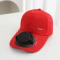 Rote Solar Ventilator Baseball Cap mit Sonnenschutz, bequeme Outdoor Sommerkuehlung Kappe. - Einzelner Hut / Rot