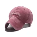 Vintage washed βαμβακερό καπέλο baseball με κοντό γείσο και κέντημα για άνδρες και γυναίκες. - Ρυθμιζόμενο / Μπορντό