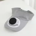 Graue Sonnenblende mit integriertem solar-wiederaufladbarem Miniventilator für den Sommer. - Einzelner Hut (Ohne Elektrischen Ventilator) / Hellgrau