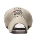 Cappellino da baseball in cotone lavato cachi con ricamo surf wave, cappello streetwear. - Kaki / Regolabile