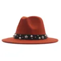 Damen Herbst Winter Perle Kunstwolle Fedora Hut elegante Jazz Mütze stilvolle Sonnenhut - M (56-58cm) / Karamellbraun