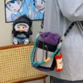 Outdoor functional phone bag color block waterproof shoulder water bottle bag for daily use - Purple (with Pendant)