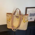 Sac cabas à carreaux de grande capacité style coréen sac bandoulière décontracté pour femme - Kaki
