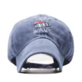 Gorra de béisbol de algodón lavado unisex con elegante bordado de ola de surf al frente. - Azul marino / Ajustable