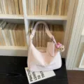 Sweet pink shoulder bag with cute bear pendant and card holder, literary commuter style. - Pink Bow Dog Head / Pink
