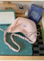 Pink polka dot shoulder bag with cute bow accents and stylish scrunchie strap for daily use. - Pink (Without Pendant)