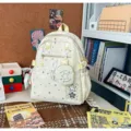 Japanese style cute star print casual backpack for women, lightweight travel school bookbag. - Polka Dot Star with Bead Chain / Yellow