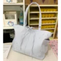 Casual light blue tote bag with star print and drawstring design, perfect for daily commute. - Single Bag (Without Charms) / Blue