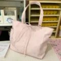 Pink star moon tote bag casual shoulder handbag cute bow drawstring daily commuting women bag - Single Bag (Without Charms) / Pink