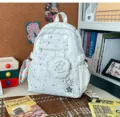 Casual star pattern canvas student backpack lightweight travel daypack for teen girls - Polka Dot Star with Bead Chain / Gray