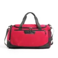 Red sports duffel bag, large capacity gym training bag with wet dry compartment. - Red, No Logo