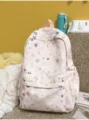 Zaino rosa in tela con stampa di stelle e conchiglie per studentesse e donne uso quotidiano. - Borsa Rosa