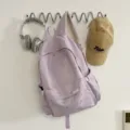 Light purple star print casual backpack for teen girls, lightweight school bag for travel. - Purple [No Pendant]
