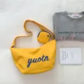 Summer dopamine yellow canvas shoulder bag, stylish casual crossbody bag with coin purse. - Yellow