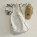 Zaino casual bianco con stampa di stelle da donna, zainetto leggero e alla moda per viaggi e scuola. - Bianco (Senza Ciondolo)