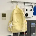 Zaino casual giallo con stampa di stelle, borsa leggera da viaggio per ragazze. - Giallo + Pentagramma a Pois