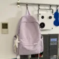 Zaino casual viola pastello leggero con stampa di stelle per viaggi e scuola. - Viola + Stella a Pois