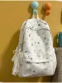 Zaino per studenti casual in stile coreano leggero con stampa di stelle e conchiglie. - Bianco con Pendente