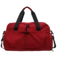 Red travel duffel bag large capacity gym bag with dry wet separation and shoulder strap - Burgundy
