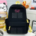 Stylish black student backpack with vibrant yellow straps and unique grid design for daily use. - Single Bag / Black