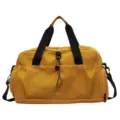 Large capacity travel duffel bag for men and women, yellow gym bag with shoulder strap. - Yellow