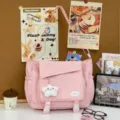 Rosa Sternenmuster Segeltuch Umhängetasche, süße Schultertasche für Pendeln und Alltag. - Mit Sternanhänger / Rosa