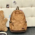 Brown star print school backpack for students, large capacity casual daypack for daily use. - Brown (No Pendant)