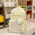 Mochila de lunares estilo japonés lindo gran capacidad bolso escolar con bolsillo de malla - Mochila Amarilla Bolso Solo