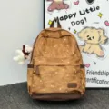 Korean style large capacity star pattern school backpack for junior high school girls travel casual - Brown (With Charm)