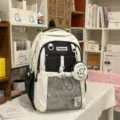 Mochila transparente de lunares bonita gran capacidad bolso escolar estilo kawaii modelo - Mochila Negra Con 2 Colgantes