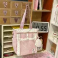 Lindo bolso ita transparente rosa con lunares de estilo japonés, gran bolso de hombro. - Bolso Bandolera Individual Rosa