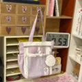 Bolso tote transparente estilo japonés lindo para mujer, versión de bolso de hombro con lunares lila - Bolso Bandolera Individual Morado