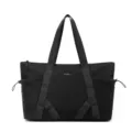 Black travel tote bag yoga bag large capacity casual handbag with side mesh pockets for women - Black