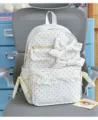White polka dot backpack with bows and lace, cute school bag for teenage girls travel. - White