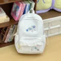 Casual school backpack with cute lace trim and snowflake embroidery for daily commute and campus use. - Gray Single Bag