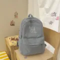 Light blue plaid student backpack, casual school bag for girls, daily use and travel. - L / Light Gray