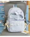 Sweet polka dot backpack with bows and lace trim, cute style school bag for teen girls daily travel. - Blue