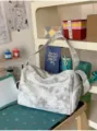 Korean style grey star print canvas shoulder bag casual crossbody duffel bag for daily use - No Pendant / Gray