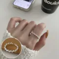Minimalist silver beaded open ring for women, stylish daily wear statement finger jewelry. - Small Ball Beaded Ring(JZ7050)